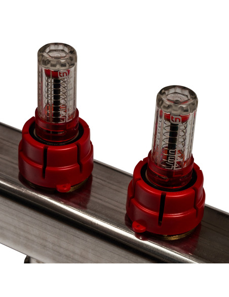 Коллектор STOUT из нержавеющей стали с расходомерами 5 вых. с воздухоотводчиком и сливом