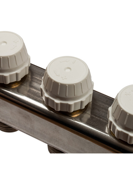 Коллектор STOUT из нержавеющей стали с расходомерами 5 вых. с воздухоотводчиком и сливом