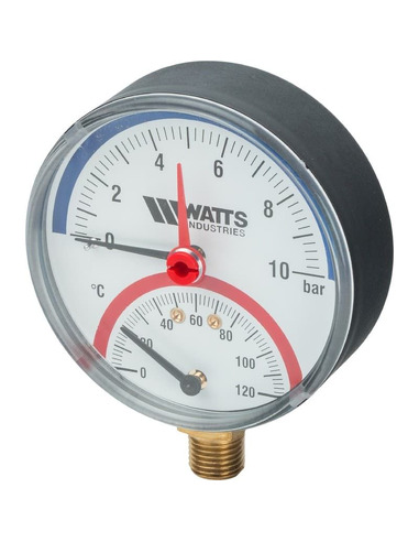 Термоманометр Watts F+R828 TMRP 80 мм, 0-120ºС, 0-10 бар радиальный