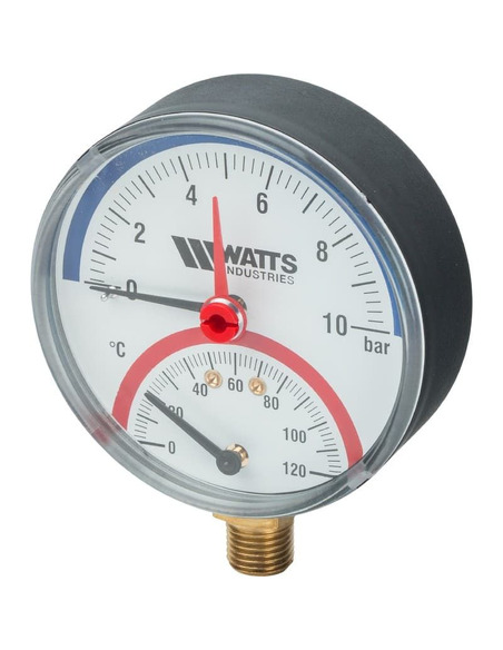Термоманометр Watts F+R828 TMRP 80 мм, 0-120ºС, 0-10 бар радиальный Термоманометр Watts F+R828 TMRP 80 мм, 0-120ºС, 0-10 бар радиальный