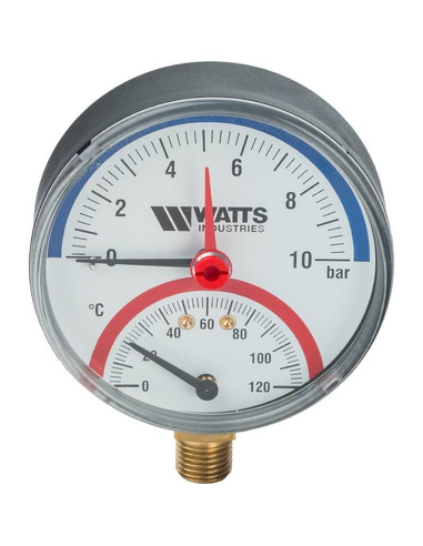 Термоманометр Watts F+R828 TMRP 80 мм, 0-120ºС, 0-10 бар радиальный
