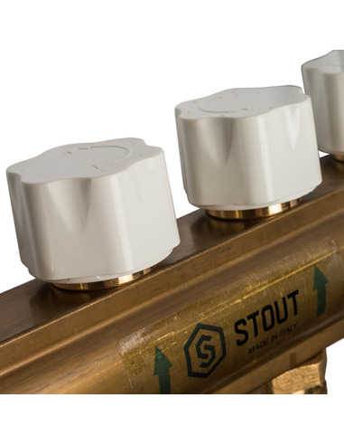 Коллектор STOUT из латуни в сборе с расходомерами 6 вых.