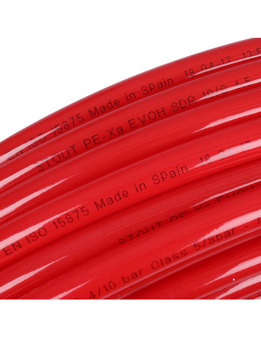 Труба из сшитого полиэтилена STOUT 20х2,0 PE-Xa/EVOH красная (бухта 500 м)