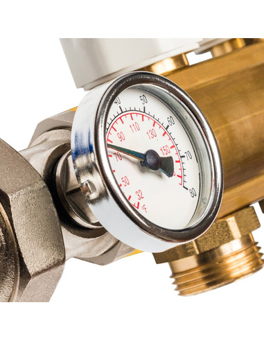 Коллектор STOUT из латуни в сборе с расходомерами 11 вых.