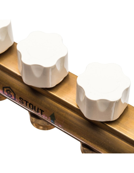 Коллектор STOUT из латуни в сборе с расходомерами 11 вых.