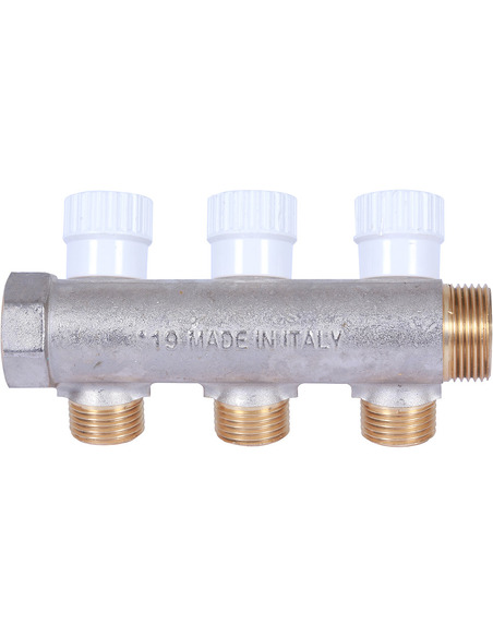 Коллектор распределительный STOUT 3/4", 3 вых. 1/2" плоское уплотнение