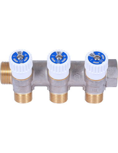 Коллектор распределительный STOUT 3/4", 3 вых. 1/2" плоское уплотнение