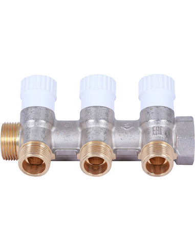 Коллектор распределительный STOUT 3/4", 3 вых. 1/2" плоское уплотнение