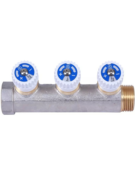 Коллектор распределительный STOUT 3/4", 3 вых. 1/2" плоское уплотнение