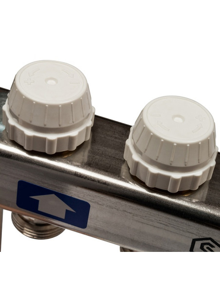 Коллектор STOUT из нержавеющей стали без расходомеров 2 вых. с воздухоотводчиком и сливом