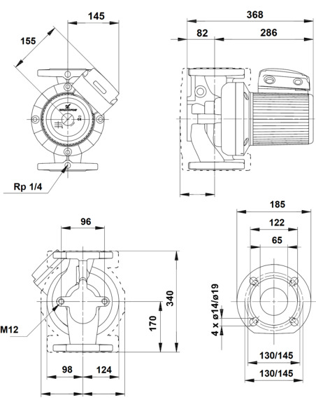 Насос циркуляционный Grundfos UPS 65-185 F 3х400V