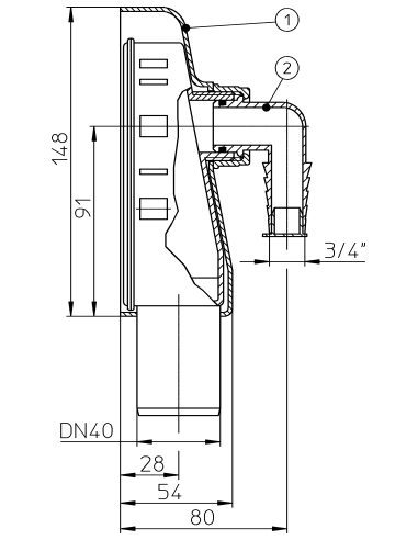 Сифон настенный HL410 для стиральной или посудомоечной машины
