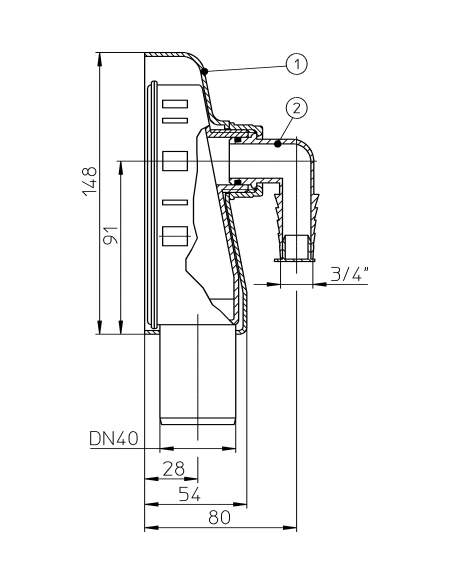 Сифон настенный HL410 для стиральной или посудомоечной машины