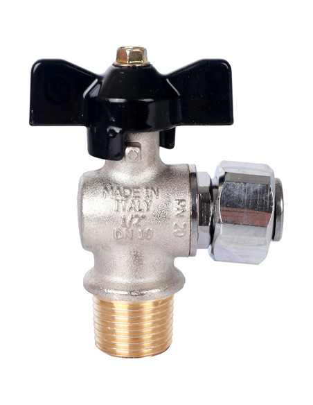 Кран шаровой угловой STOUT 1/2"х1/2" НР-накидная гайка (бабочка)