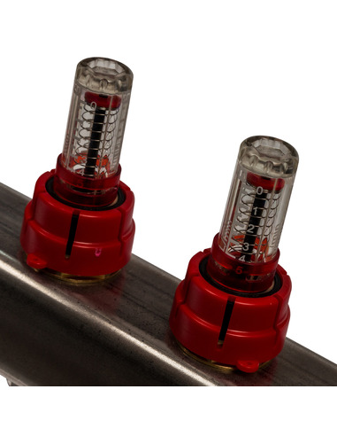 Коллектор STOUT из нержавеющей стали с расходомерами 4 вых. с воздухоотводчиком и сливом