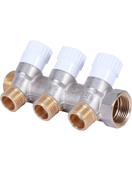 Коллектор распределительный STOUT 1", 3 вых. 1/2" плоское уплотнение