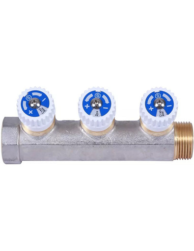 Коллектор распределительный STOUT 1", 3 вых. 1/2" плоское уплотнение