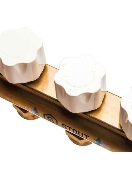 Коллектор STOUT из латуни в сборе без расходомеров 9 вых.