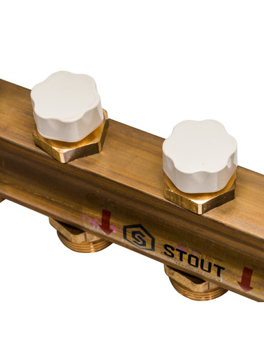 Коллектор STOUT из латуни в сборе без расходомеров 9 вых.