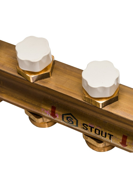 Коллектор STOUT из латуни в сборе без расходомеров 9 вых.