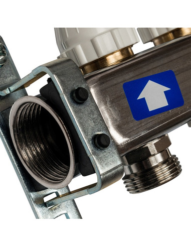 Коллектор STOUT из нержавеющей стали без расходомеров 3 вых. с воздухоотводчиком и сливом