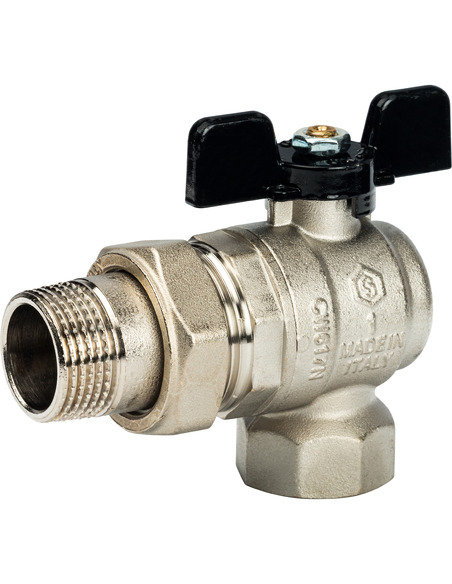 Кран шаровой STOUT полнопроходной 1" угловой со сгоном (бабочка)