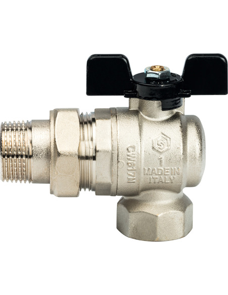 Кран шаровой STOUT полнопроходной 1" угловой со сгоном (бабочка)