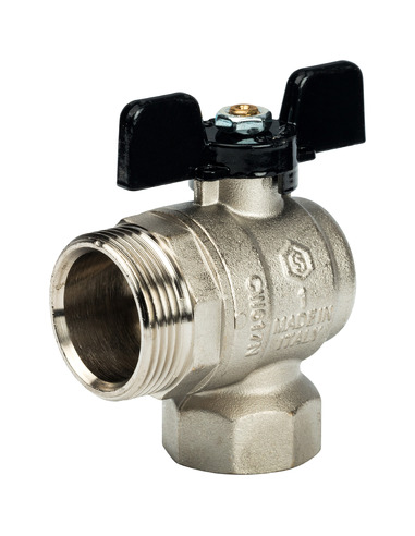 Кран шаровой STOUT полнопроходной 1" угловой со сгоном (бабочка)