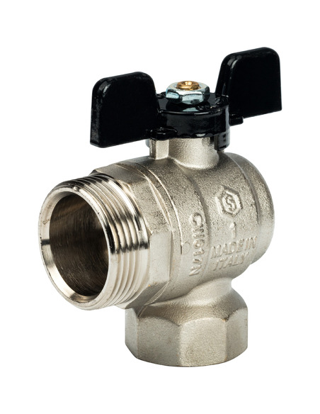 Кран шаровой STOUT полнопроходной 1" угловой со сгоном (бабочка)