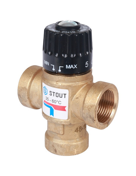 Термостатический смесительный клапан STOUT 35-60°C, 3/4" ВР, Kvs 1,6