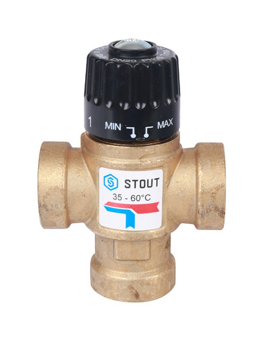 Термостатический смесительный клапан STOUT 35-60°C, 3/4" ВР, Kvs 1,6