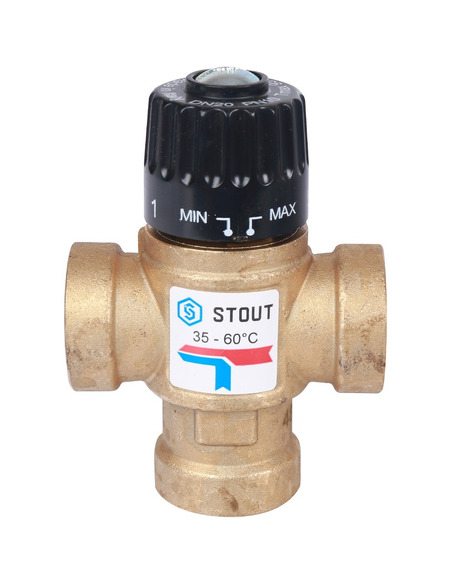 Термостатический смесительный клапан STOUT 35-60°C, 3/4" ВР, Kvs 1,6