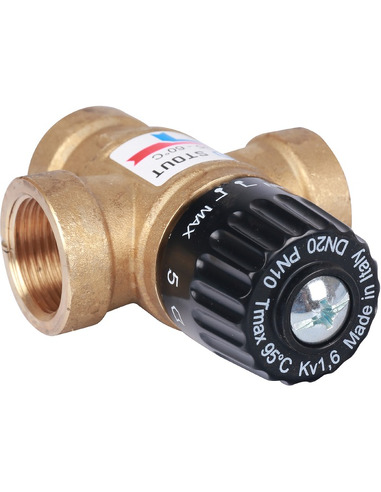 Термостатический смесительный клапан STOUT 35-60°C, 3/4" ВР, Kvs 1,6