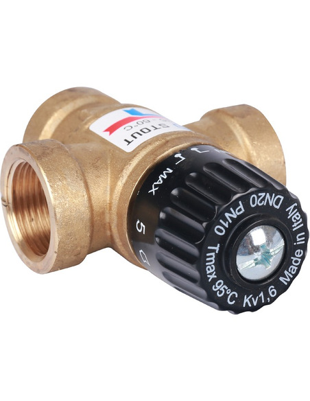 Термостатический смесительный клапан STOUT 35-60°C, 3/4" ВР, Kvs 1,6