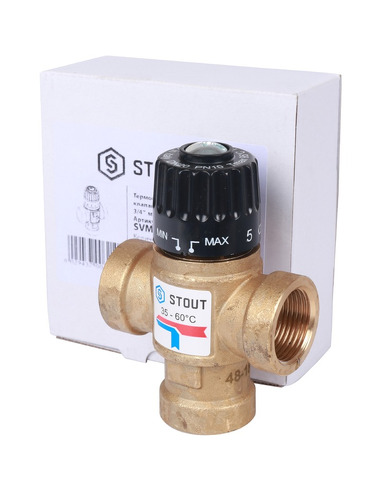 Термостатический смесительный клапан STOUT 35-60°C, 3/4" ВР, Kvs 1,6