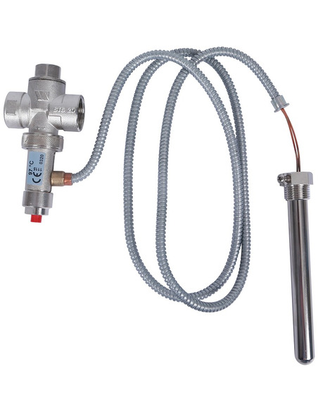 Защитный термоклапан Watts STS для твердотопливных котлов 1/2", капиляр 1300 мм