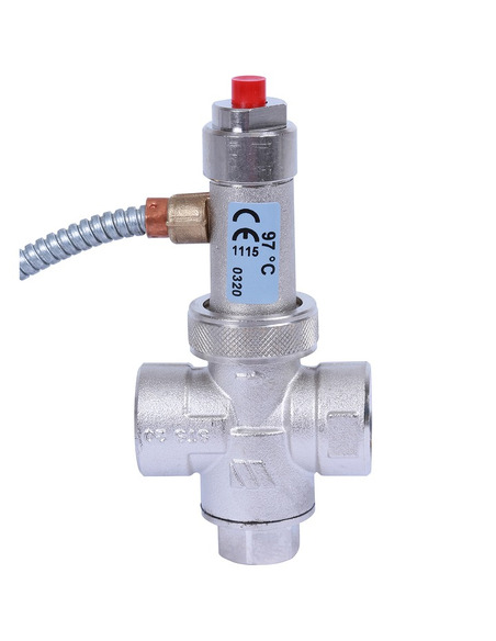 Защитный термоклапан Watts STS для твердотопливных котлов 1/2", капиляр 1300 мм