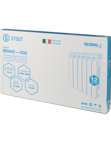 Алюминиевый радиатор STOUT Bravo 500 х12