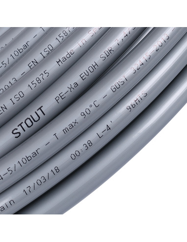 Труба из сшитого полиэтилена STOUT 16х2,2 PE-Xa/EVOH серая (бухта 240 м)