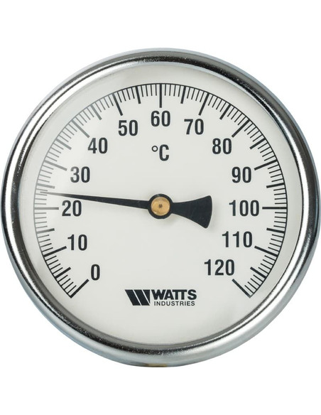 Термометр биметаллический Watts F+R801 OR 100 мм, 0-120ºС погружной, гильза 50 мм