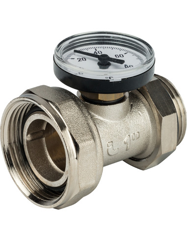 Комплект прямых шаровых кранов STOUT с термометрами 1”