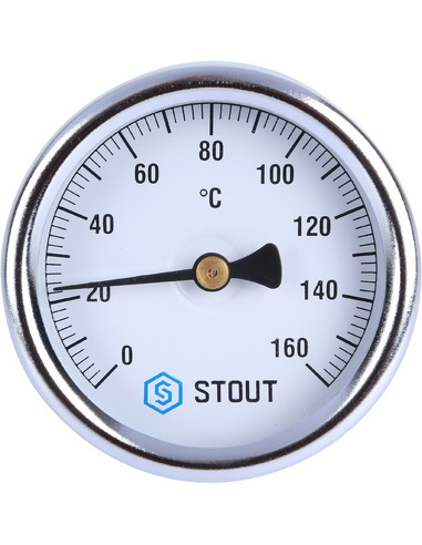 Термометр биметаллический STOUT 63 мм, 0-160ºС погружной, гильза 75 мм