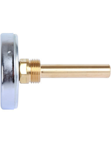 Термометр биметаллический STOUT 63 мм, 0-160ºС погружной, гильза 75 мм