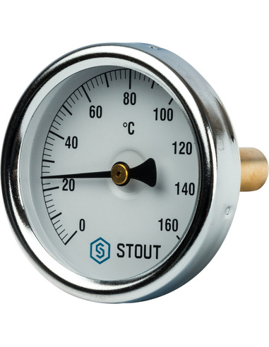 Термометр биметаллический STOUT 63 мм, 0-160ºС погружной, гильза 50 мм