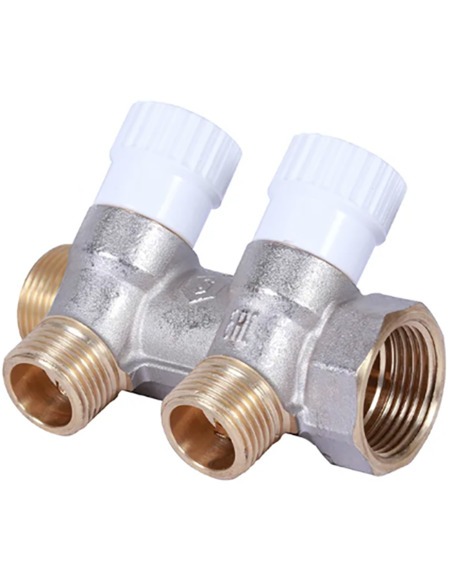 Коллектор распределительный STOUT 3/4", 2 вых. 1/2" плоское уплотнение