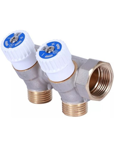 Коллектор распределительный STOUT 3/4", 2 вых. 1/2" плоское уплотнение