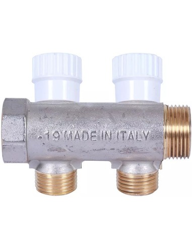 Коллектор распределительный STOUT 3/4", 2 вых. 1/2" плоское уплотнение