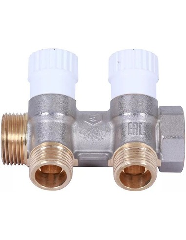 Коллектор распределительный STOUT 3/4", 2 вых. 1/2" плоское уплотнение