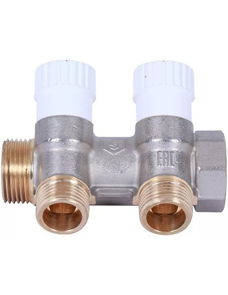 Коллектор распределительный STOUT 3/4", 2 вых. 1/2" плоское уплотнение