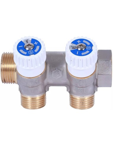 Коллектор распределительный STOUT 3/4", 2 вых. 1/2" плоское уплотнение